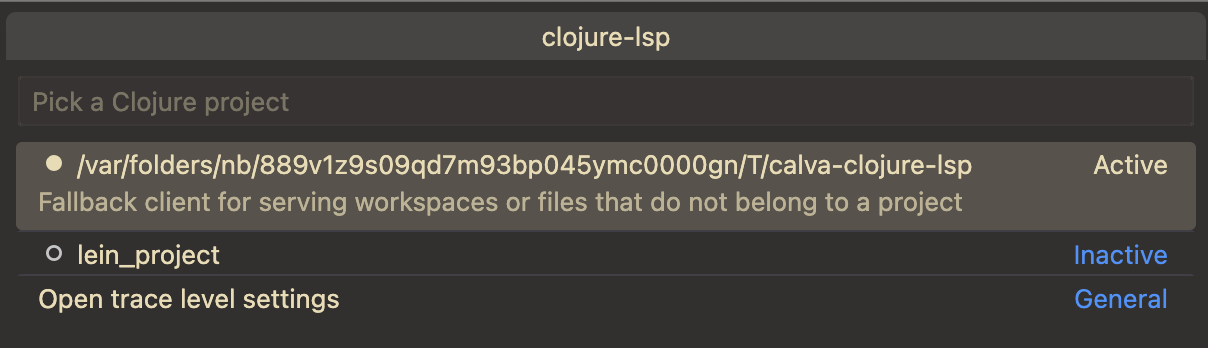 Clojure fallback lsp server "Fallback Server"